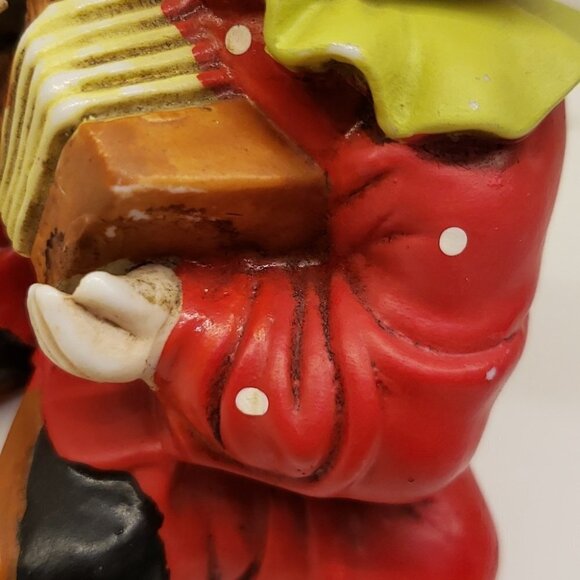 Vintage Ceramic clown playing harmonica red white dots figurine 5"tall - Picture 10 of 11